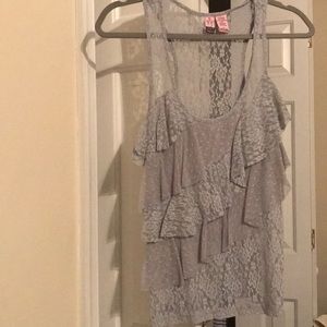 Gray lace racer back tank
